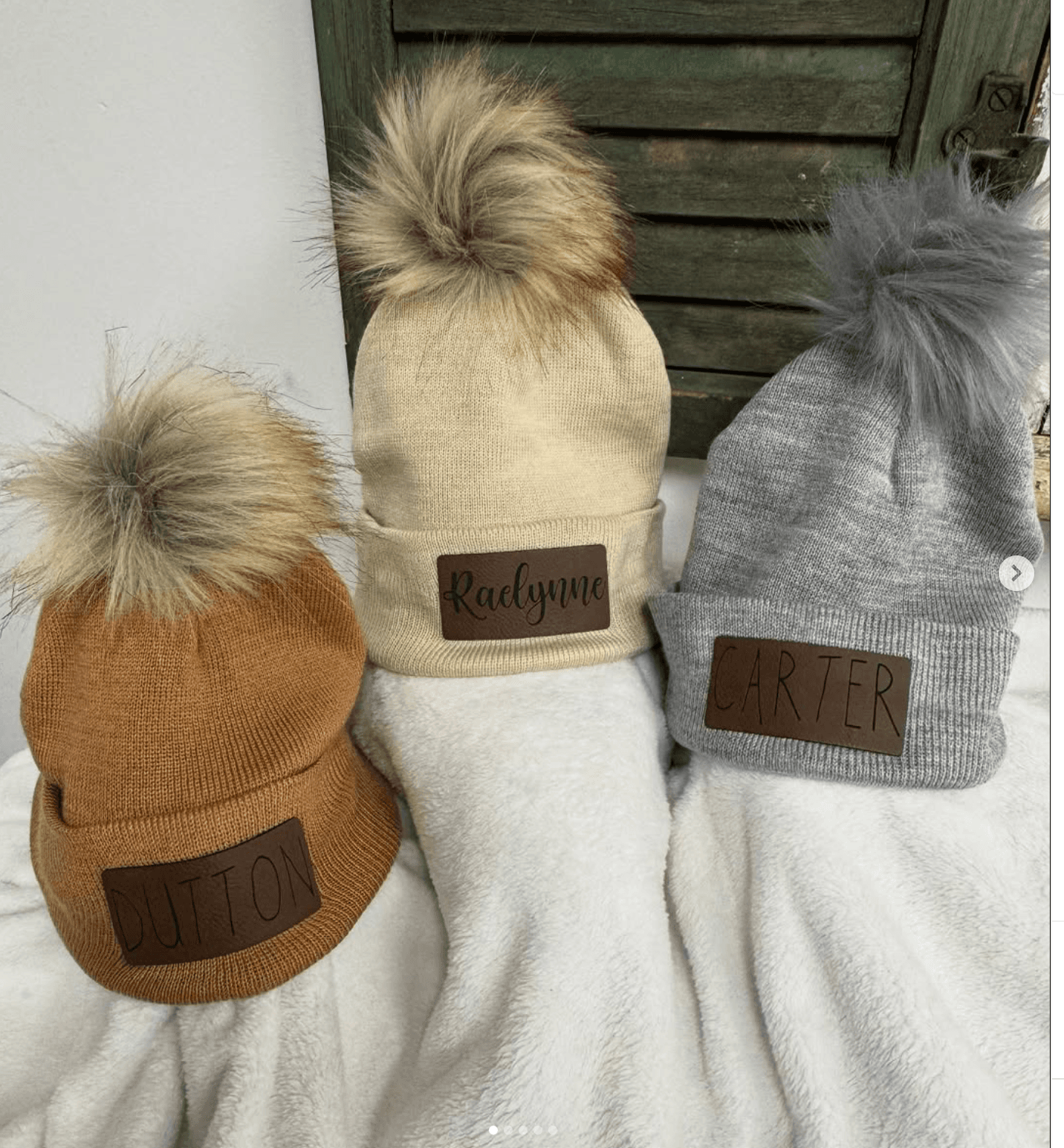 Custom leather patch beanies and hats